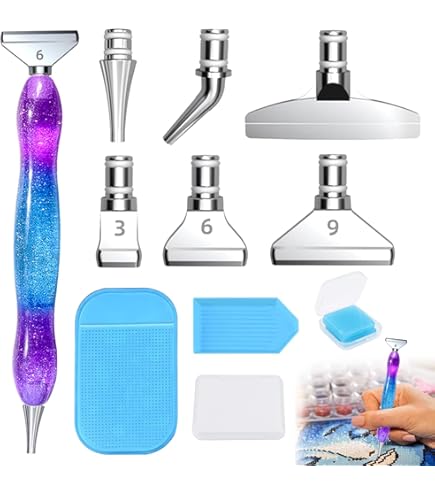 Set 7 Punte Per Penna Diamond Painting - Accessori Pittura Diamante 5D Fai Da Te - Con Penna Ergonomica - Colore Rosa - Foto 4