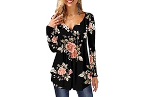 KISSMODA Ladies Shirts Ruffle Loose Button up Tunic Tops for Women