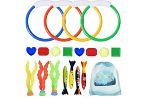 Komicea Tauchringe für Kinder, 19 Stück Tauchspielzeug für Kinder, Pool Spielzeug Wasserspielzeug Kinder Outdoor, Tauchringe Poolparty Geschenk für Kinder Jungen Mädchen