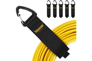 Heavy Duty Storage Straps(6-Pack), Trilancer Hook-and-Loop Cord Organizer and Hanger with Triangular Buckle for Cables, Wires, Rope, Hoses, Organization for Home, Garage or Workshop, Patent Design