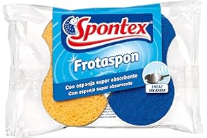 Spontex 10300017 Estropajos con Esponja de Celulosa Vegetal Súper Absorbente, 2 Unidades, 2 unidad, 2