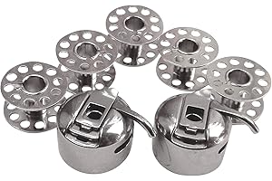 ZICKZACKNAEHMASCHINE Set de 2 boîtes à canettes et 5 canettes en métal - Pour machines à coudre Singer 6160 Brilliance, Singer 6180 Brilliance et Singer 6199 Brilliance