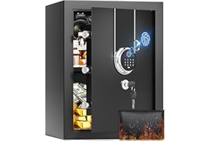 Tiskgg Safe Tresor Feuerfest für Zuhause, mit feuerfester Tasche, Digitaler Tresor mit Herausnehmbares Regal und Alarmanlage (60L)