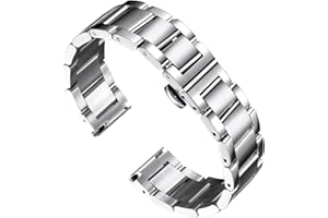 BINLUN Gruby pasek do zegarka ze stali nierdzewnej, metalowe, ciężkie bransoletki do zegarków, polerowane, matowe szczotkowane, wykończenie pasek do zegarka, zamiennik dla mężczyzn i kobiet, 16 mm/18 mm/20 mm/22 mm/23 mm/24 mm/26 mm