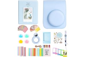 AISNYHO 12-in-1-Zubehör-Set für Fujifilm Instax Mini 12 Sofortbildkamera mit Kameratasche, Fotoalbum und Rahmen, DIY-Aufkleber, Selfie-Objektiv, Wandaufhängung, Farbfilter, Pastellblau