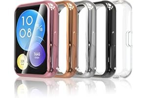 Simpeak 5-Stück Schutzhülle kompatibel für Huawei Watch Fit 2, TPU Hülle Schutzfolie, Leicht Weiche Case Zubehör, Ultradünne Kratzfest Schutz Gehäuse