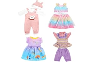 BEZHGOC Baby Doll Clothes for 18 Inch Baby Dolls, 43cm Baby Doll Outfits Yarn Skirt Dress Jumpsuit Top Pant Hat, Baby Doll Accessories for Girls/Boys Birthday Gifts (Not Include Doll)
