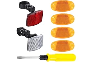 Funngy Catadioptres Vélo,7 PCS Reflecteur Velo pour Enfants Adultes Catadioptres Vélo Avant Arrière et Réflecteurs de Rayon Sécurité Nocturne Haute Visibilité pour VTT Route E-Bike