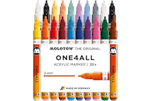 ‎MOLOTOW Molotow One4All 127HS Acryl Marker Main-Kit 1 (2,0 mm Strichstärke, hochdeckend und permanent, UV-beständig, für fast alle Untergründe) 20 Stück sortiert