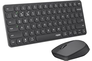 RAPOO 9010M Keyboard and Mouse Wireless- 2.4GHz/Bluetooth 5.0/4.0 Multi-Device Wireless Keyboard Mouse Combo for Windows/Mac/Linux/Chrome, Support 4 Devices, Silent Click, Battery Powered, US Layout