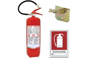 EMME ANTINCENDIO Estintore Portatile a Polvere 6 Kg Certificato Anno 2024 Con Cartello e Staffa