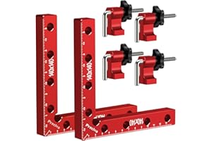 Preciva 90 Degree Right Angle Positioning Square Clamp, Aluminum Alloy Right Angle Clamp,Professional Woodworking Tools Woodworking Block for Picture Frames Cabinet Drawers - 2 Sets （14cm/5.5"） Red