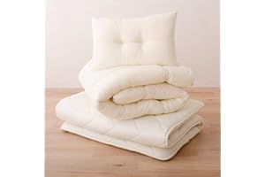 ‎EMOOR EMOOR Japanische Faltbarer Futon Matratze Set (Matratze, Bettdecke und Kopfkissen), 140 x 200 cm, Hergestellt in Japan, Tatami matten Bodenmatratze Baumwolle