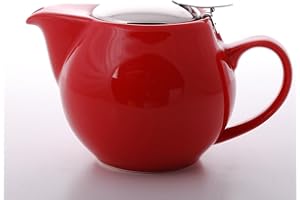 Cha Cult Kanne Saara Porzellan rot, mit Edelstahlsieb und Deckel 0,5 l