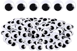 ASFWAGQ Selbstklebende Wackelaugen 100 Stück 15mm Schwarz Wackelaugen Selbstklebend Groß Schwarz Weiße Augen Kunststoff Kulleraugen Selbstklebend für DIY Handwerk Dekoration Scrapbooking (15mm)