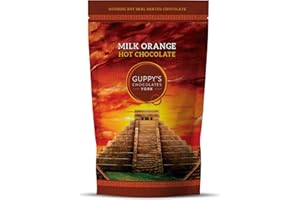 Guppy's Chocolates York | Hot Chocolate Flakes | Luxury Milk Orange Hot Chocolate | Real Grated Drinking Chocolate | 245 Grams Resealable Pouch Equal To 7 Sachets (Orange)