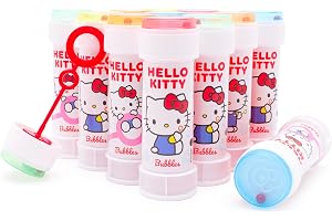 Toyland® Paket med 12 Hello Kitty Bubblor med Trollstavar, 60ml Lösning och ett Nytt Labyrintlock - Fickpengar och Partyväskeleksaker