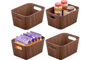 mDesign Portaoggetti cucina di misura piccola con manici – Portafrutta cucina in cartone per dispensa e mobili – Cestino porta frutta adatto come organizer cucina – Set da 4 – marrone scuro