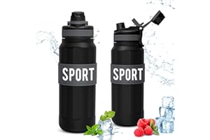 KollyKolla Botella Agua - 500ml/1L, Botella de Agua Deportiva con Paja, Tapa de Botella 2-in-1, Botella Gimnasio Sin BPA, Prueba de Fugas, Botellas de Agua Plastico para Gimnasio, Running, Bicicleta