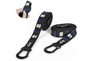 Zingtto Adjustable Numbered Straps for Gym Rings Steel Carabiner Quick Hook System Easy Set Up Only One Pair Straps