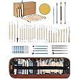 TEMONTIAN Clay Sculpting Tools,Air Dry Clay Tools,Pottery Tools,44 Pcs Double Sided Polymer Clay Tools Kit，Ceramics Tools，Modeling Clay Tools with Carrying Case Bag