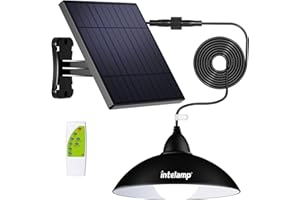 ‎INTELAMP INTELAMP Solarlampen für Außen Innen Hängend, LED Solar Hängelampen mit Fernbedienung, Wasserdicht Solarleuchten Pendelleuchte für Zelte, Pavillons, Lagerhallen, Hühnerställe mit 5m Kabel