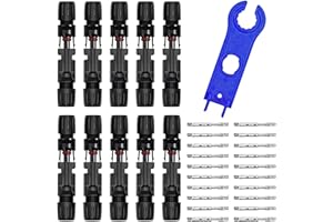 XTVTX 10 Paia Solari Cavo Connettori Impermeabili,MC-4 connettori,Connettori da Cavo per Pannelli Solari,Connettori Maschio e Femmina per Fotovoltaici PV DIY Cavo,1 Attrezzi Assemblaggio Spanners