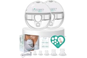 MAMASHY Libera - 2 Tiralatte Elettrico Indossabile a Mani Libere Silenzioso (6 Taglie), Tira Latte Neonati Adattabile con 5 Adattatori Silicone BPAFree, Neonato Accessori Utili Portatile Ricaricabile