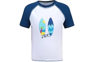 MOON TREE Boys Rash Vest Short Sleeve Rash Guard Shirts Swim Shirt