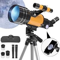 Télescope Pour Enfants Débutants, Oculaires Interchangeables 20X, 40X
