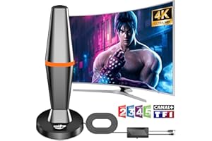 DGUPSP Antenne TV Intérieur Puissante TNT HD, 2024 Puissante Antenne TV Intérieur de Base magnétique puissante - 420km Réception Longue Portée à 360°, Compatible avec TV Portable 4K 1080P et Tous Les TV