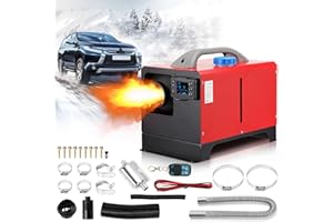 Fiqops Riscaldamento portatile diesel da 8 KW, 5 l, 12 V/24 V DC, con telecomando e display LCD, per auto, campeggio, camper, rosso