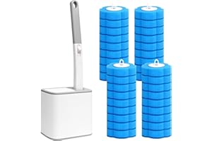 Newthinking Kit de brosse WC jetable et recharges, système de nettoyage de toilettes jetable, kit de brosse de nettoyage de close-stool de salle de bain avec support d'ouverture et de fermeture