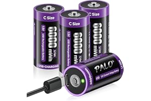 Mspalocell USB-C Baterie litowe C 6000 mWh Bateria LR14 Szybkie ładowanie 1,5 V Baterie typu C z kablem ładującym, niskie samorozładowanie, ponad 1500 cykli, z lampką ładowania, 2 sztuki baterii