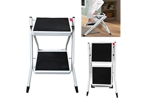 QIMU 2 Stufen Klappstufen Trittleiter,Leichte Stehleiter Mini Leiter Klapptritt Trittleiter Haushaltsleiter Einfache Aufbewahrung Stehleiter für Home Kitchen Office DIY, 150 kg max Belastung