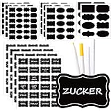 KASZOO Gewürzetiketten Selbstklebend (229 Stück), 96x Fertig Beschriftete, 133x Blanko Etiketten Selbstklebend Gewürzaufklebe