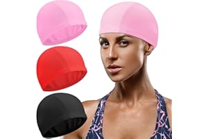 Syhood 3 Pièces Bonnets de Natation Élastique Bonnet de Natation Confortable en Tissu Bonnet de Bain Unisexe Bonnet de Piscine Antidérapant pour Homme Femme Enfant