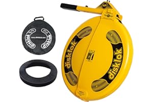 Disklok Gold Security Edition Combo Pack Car Steering Wheel Cover Anti-Angle Grinder Anti-Theft Lock Police Approved Inc. Bag & Cover (Yellow, Small 35cm - 39cm)