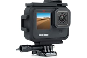 GEPULY Frame Mount Housing Protective Case for GoPro Hero 9 10 11 12 Black, Built-in Dual Cold Shoe Slot, Vlog Cage Case, Quick Release Buckle and Thumb Screw Included