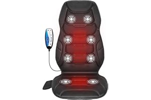 COMFIER Asiento Masajeador con Calor, Masajeador Espalda por Vibración con 8 Nodos de Masaje y 5 Modos, Masajeador Espalda para la Oficina en casa, Asiento Masaje para el Dolor de Espalda, Regalos