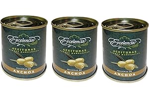 CASAVOSTRE Olives vertes manzanilla farcies aux anchois 120 gr, Lot de 3 boites.