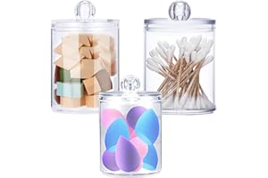 TAXIFANW Porta Cotton Fioc，3 Pezzi Scatola di cotone tampone Contenitore cotton trasparente Porta cotone dischetti Organizer per cosmetici，per Camera da Letto (BMQSNH-XF)