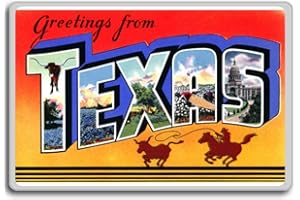 Photosiotas Greetings From Texas - Vintage 1940s Postcard fridge magnet - Calamita da frigo