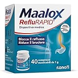 Maalox Reflurapid, Maalox Reflusso, 40 Compresse, Senza Lattosio, Senza Glutine