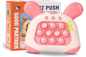 STARNEARBY Pop it Game, 4 Modes Light Up Pop it Fidget Toys for Kids, Quick Push Pop up Game Bubble Sensory Fidget Toy, Fast Push Game Puzzle Pop Game Machine for 3+Years Kids (PInk)
