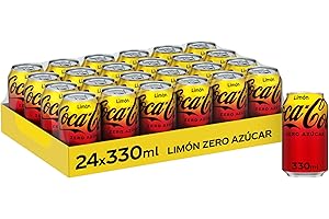 Coca-Cola Zero, Refresco de Cola Sin Azúcar sabor Limón - Pack 24 latas de 330 ml