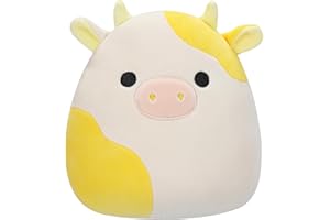 Squishmallows Original Peluche de 19 cm- Bodie la Vache Jaune et Blanche - Peluche Officielle Jazwares