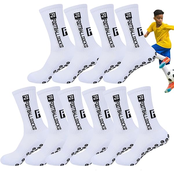 Utensilsto Fußballsocken 3er-Pack - Anti-Rutsch Sportsocken Mit Gummipunkten Größe 38-46