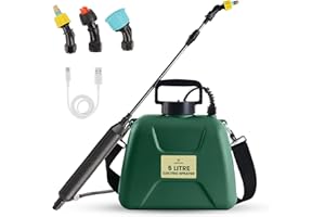 Green Haven 5L Battery-Powered Pressure Sprayer – USB Rechargeable Electric Garden Sprayer with 3 Adjustable Nozzles, Easy-Fill Tank, Durable ABS, Portable Design, and Shoulder Strap for Gardening