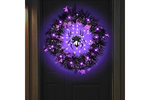 vothen Halloween Wreath-13 Inch Spider Halloween Decorations for Front Door or Indoor Wall-Hanging Halloween Decoration-Outdoor Halloween Decorative Wreath